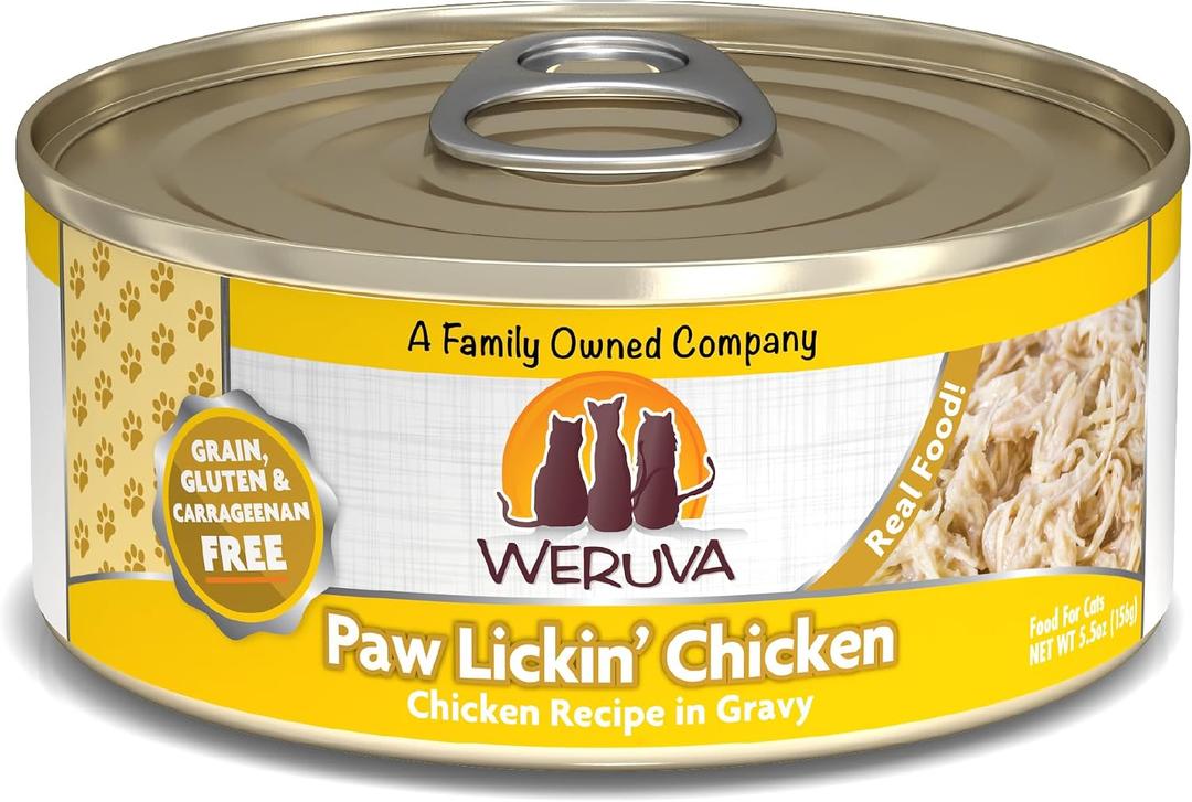 Weruva Classic Cat Food, Paw Lickin Chicken with Chicken Breast in Gravy, 5.5oz Can (Pack of 24) (EXP 04/30/29)