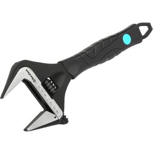 DURATECH 10-Inch Adjustable Wrench, Wide Jaw Opening Black Oxide Finish Plumbing Wrench, CR-V Steel, SAE and Metric Scale Marked, Ergonomic Grip