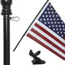 American Flag And Pole Kit Set: Includes A 3X5 Ft Us Flag Made In Usa, 6 Ft Aluminum Tangle Free Spinning Flag Pole With Carabiners, And Flagpole Holder Wall Mount Bracket (Black)