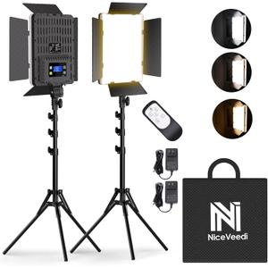 NiceVeedi 2-Pack Photography Lighting Kit, 36W Bi-Color Studio Lights 2700-6500K CRI 95+, Dimmable LED Video Light Kit with Remote Control & 72 Tripod Stand, Lighting for Video Recording/Photography
