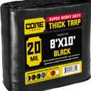 Core Tarps Extreme Heavy Duty 20 Mil Tarp Cover, Waterproof, UV Resistant, Rip and Tear Proof, Poly Tarpaulin with Reinforced Edges for Roof, Camping, Patio, Pool, Boat (Black 8 X 10)