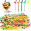 200PCS Cocktail Picks Flamingo Toothpicks for Appetizers Cocktail Sticks for, Fruit, Party Supplies - Multicolor (3.2 Inch)