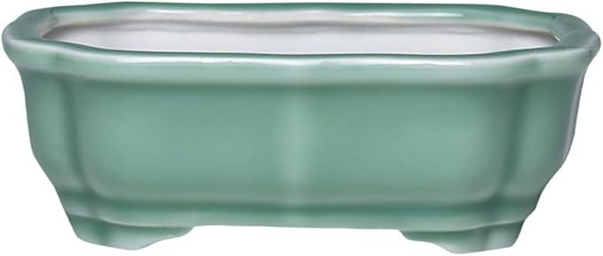 1 Pc Rectangular Ceramic Succulent Planter, Minimalist Flower Pot with Drainage, Indoor and Outdoor Container for Plants, Modern Style