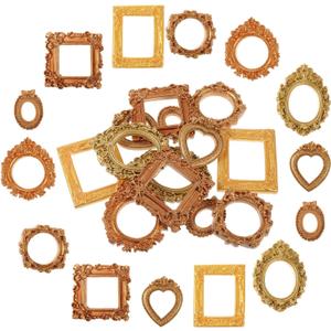 14PCS Vintage Resin Picture Frames, Small Antique Photo Frame Wall Hanging Oval Rectangle Vintage Picture-Frame Mini Photo Frame Tiny Antique Frames for Holiday Party Christmas Hotel Decor