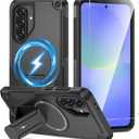 2 x Caka for Samsung Galaxy A37 /A36 5G Case [Compatible with MagSafe] [Invisible Kickstand] [HD Screen Protector], Protective Magnetic Phone Cover for Galaxy A37 4G /5G & A36 5G 2026 - Black
