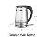 Hamilton Beach Double Wall 1.7L Electric Kettle, Water Boiler & Heater, Built-In Mesh Filter, Auto-Shutoff & Boil-Dry Protection, Cordless Serving, Variable LED Indicator, Glass (40850)
