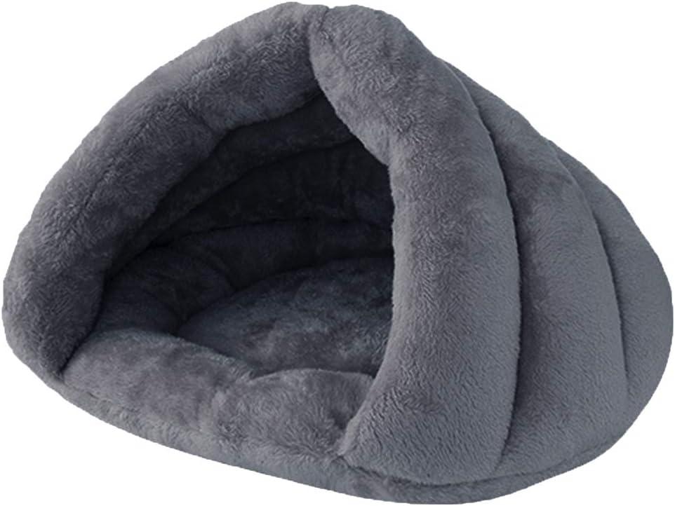 Pet Tent Cave Bed for Small Medium Cats Dogs Pets Sleeping Bag Thick Fleece Warm Slipper Dog Bed Cuddler Burrow House Hole Igloo Nest Cozy Triangle Bed for Cat Puppy (19.6*15.74 inch, Grey)