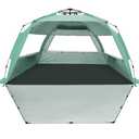 WhiteFang Deluxe XL Pop Up Beach Tent Sun Shade Shelter for 3-4 Person, UV Protection, Extendable Floor with 3 Ventilating Windows Plus Carrying Bag, Stakes, and Guy Lines (Mint Green)