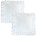 HIG Boho Ruffled Euro Shams 26"X26" Set of 2 Covers, Decorative Farmhouse Euro Pillow Covers for Home Decor, Romantic Victorian White European Throw Pillow Covers with Envelope Closure (Emory)