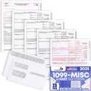 DuryMark 1099 Misc Tax Forms 2025 with Envelopes, 25 Vendor Kit for 4 Part Tax Forms, Compatible with QuickBooks and Accountings Software, 25 Self Seal Envelopes, Made in USA