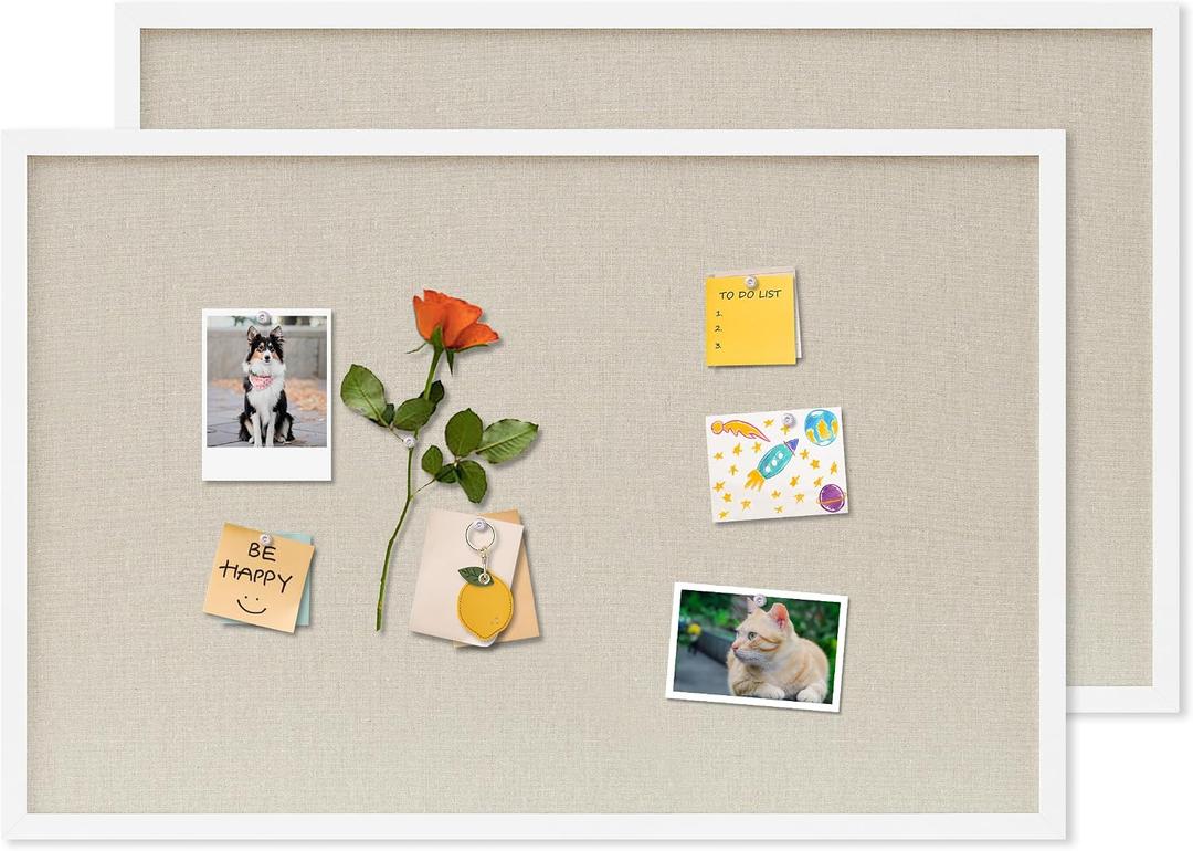 DAHAPYBOO Cork Board with Linen White 2Pack,Bulletin Board 30"x20" Hanging Corkboards for Office Home School Message Board or Vision Board Decoration.