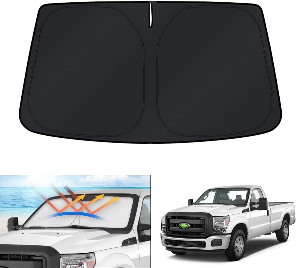 KUST Windshield Sun Shade for 2008-2016 Ford F-250 F-350 Super Duty 2Dr Regular Cab,4Dr Super Crew Cab,Super Cab Window Sunshade Sun Visor Protector Foldable Blocks UV Rays Keep Your Car Cooler
