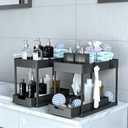 DEKAVA Under Sink Organizer 2 Pack, Bathroom Cabinet Organizer, 2 Tier Sliding Cabinet Basket Organizer Drawer, Multi-Purpose Bath Collection Baskets for Bathroom (Black)