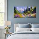 Ateliart Landscape Wall Art Scenery Nature Canvas Wall Art Painting Living Room, Panoramic Green Scenery Wall Decor Large Framed Bedroom Home Office Kitchen Dining Room 40"x20"