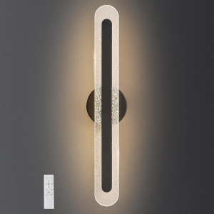 LED Wall Scones 22.8In Hardwired Black Wall Lamps with Remote Dimmable Acrylic Wall Light for Living Room Bedroom Bathroom Hallway Stairs