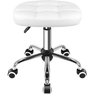 FURWOO Oval Rolling Stool Height Adjustable Massage Chair with Wheels for Spa Salon White