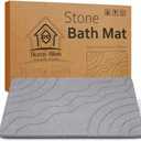 Stone Bath Mat Quick Drying Diatomaceous Earth Bath Mat Non Slip Shower Mat Super Absorbent Stone Bath Mats for Bathroom, Floor, Kitchen Counter, Easy to Clean (23.6” X 15.3”, Light Gray)