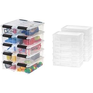 IRIS USA, Inc. TB-35 5 Quart Stack & Pull Box, Clear with IRIS Medium Modular Supply Case, 10 Pack