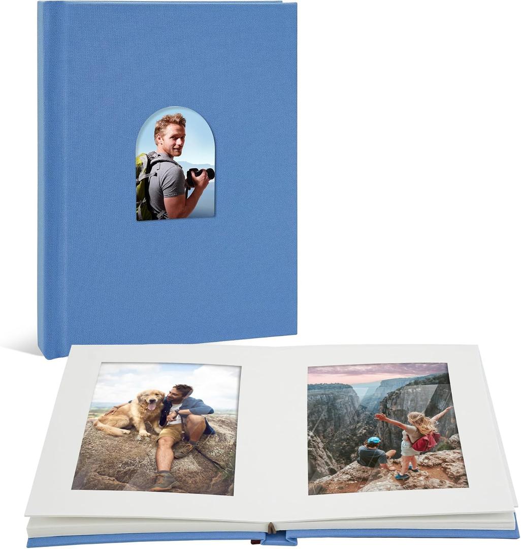 Vienrose Premium Small Photo Album 4x6 for 20 Pictures, Linen Cover Photo Book with Writing Space for Captions and Memories, Ideal for Wedding, Baby Books, Travel and Keepsake Gifts, Blue