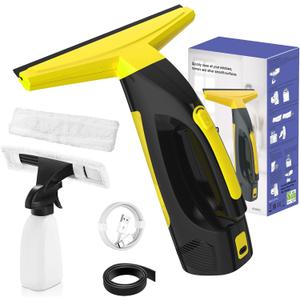 Cordless Window Vacuum Squeegee, Window Vac with Detachable Water Tank and Strong Suction, Electric Window Cleaning Tool for Shower Wall, Mirror, Glass, Car Windshield, Countertop, Tile