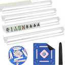 New American Mahjong Game Accessories Set, 31.5 * 31.5 Inch Non-Slip Mahjong Mat for Table and 4 All-in-One Racks with Pushers Set for Mahjong Tile Game