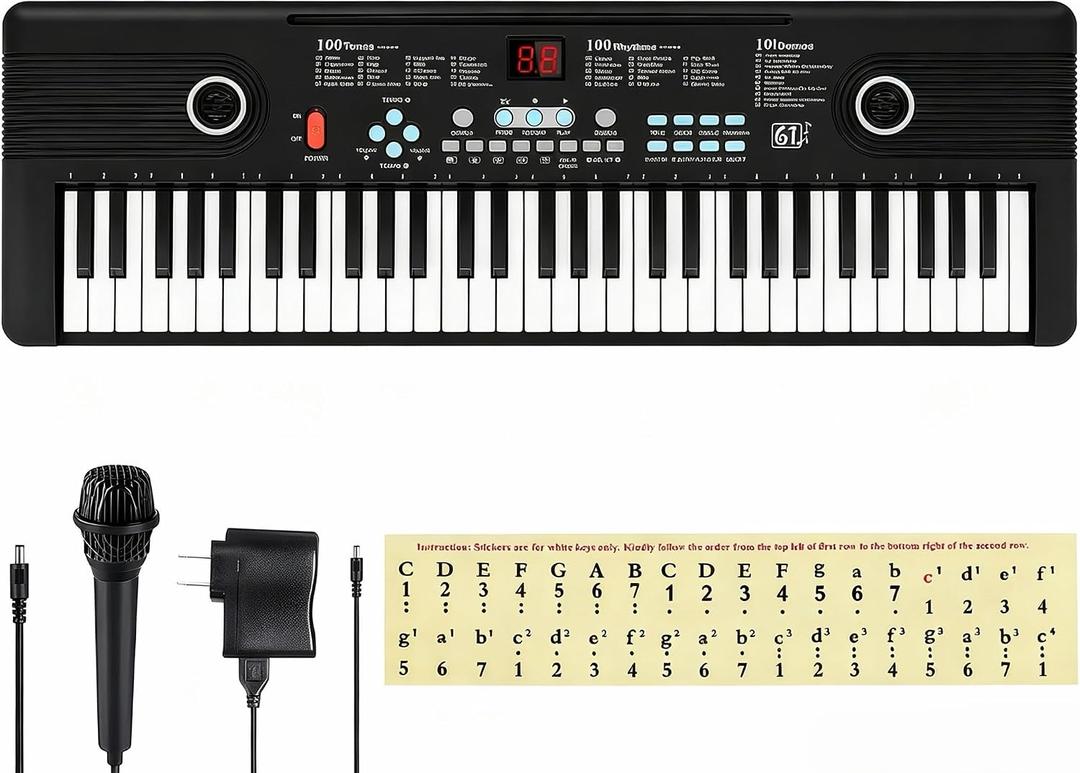 61 Key Keyboard Piano,with Built-in Speaker and Microphone, Portable Electronic Digital Piano for Beginners, Perfect Musical Starter Instrument, Ideal Gift for Aspiring Musicians
