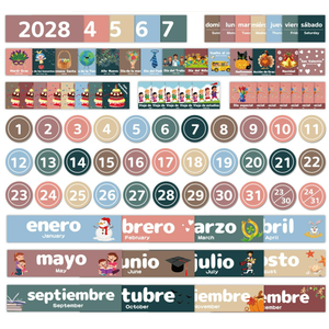 Monthly Calendar Pocket Chart for Classroom, Printed Days of The Week with Cards, Learning for Home or Kindergarten, Teacher Must Have Supplies That Fits Any School Décor (Spanish White)