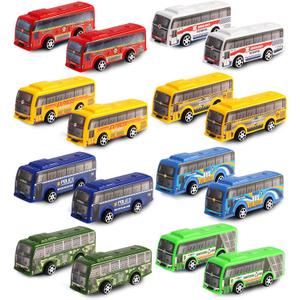 16 Pcs Pull Back City Bus Vehicles Toys Set, Mini Pull Back Cars for Kids Toddlers, Friction Powered Racing Vehicles Bulk Toys, Party Favors Goodie Bags Stuffers Pinata Fillers for Boys Girls