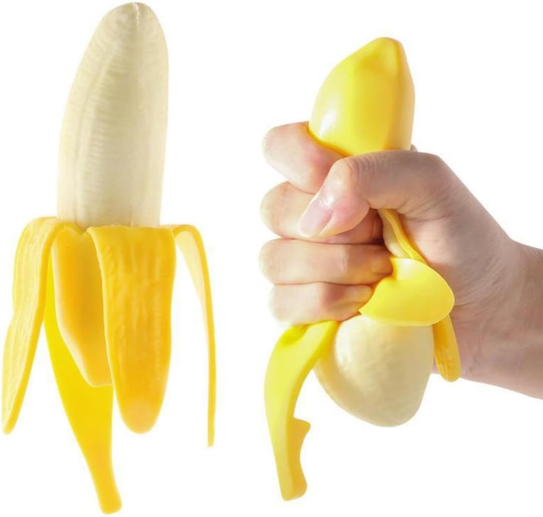 1Pcs Banana Squeeze Prop Fake Banana Stretchy Fidget Tool Novelty Stress Relief Funny Peeled Fake Banana Fruit Stress Tool Halloween Christmas Party April Fool's Day Decorate