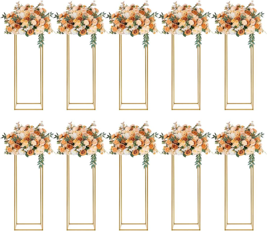 10pcs 31.5Inch Tall Gold Centerpiece Stands - Metal Flower Stands for Party, Wedding Reception & Home Decoration (10pcs, 80cm)