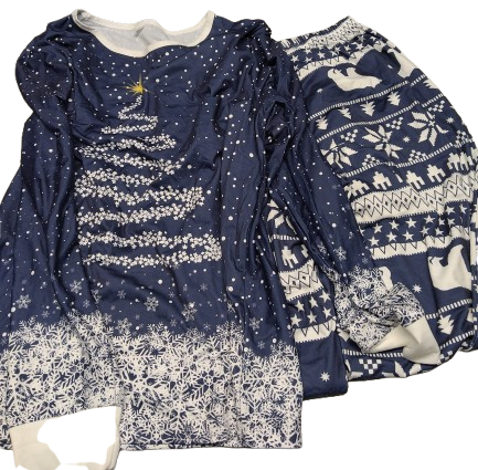 SWOMOG  Christmas Pajama Matching Sets Holiday Christmas Jammies Christmas PJs Matching Xmas Pjs for Adults Blue Christmas Tree Large