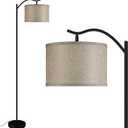 BoostArea Floor Lamp for Living Room,9W LED Arched Lamp,Tall Modern Standing with Fabric Linen Shade,3 Brightness Levels,E26 Socket,Footswitch,Mid Century Bedrooms,Office B1316 (Flaxen)