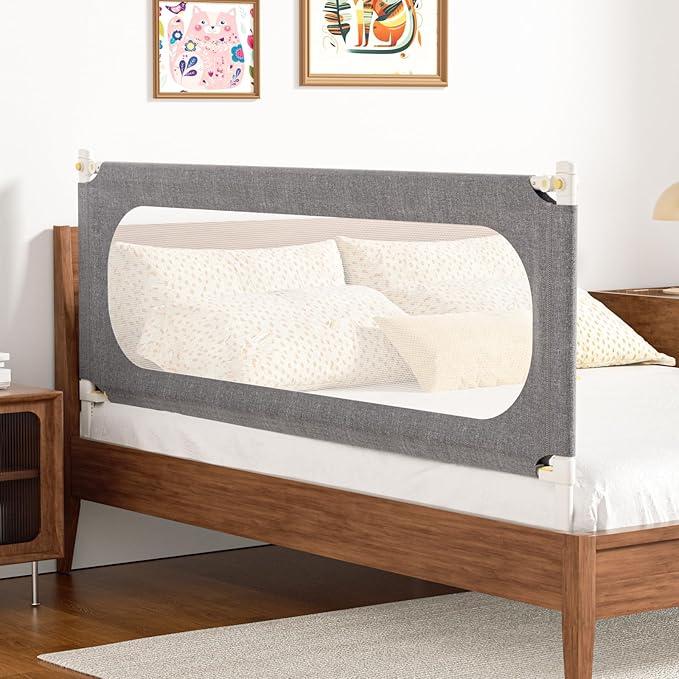Bed Rails for Toddlers, with Headboard Rod -Height Adjustable Perfect Baby' Safety Bed Rails for Babys Bed Rails Guard (One Side 74.8"(L) ×28"(H)-Gary)