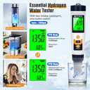 Hydrogen Water Tester pH H2 ORP Meter, Hydroponic pH TDS EC Meter, 6 in 1 pH H2 ORP TDS EC Temp Tester for Drinking Water and Pool, Dissolved Hydrogen Tester for Hydrogen Water Bottle