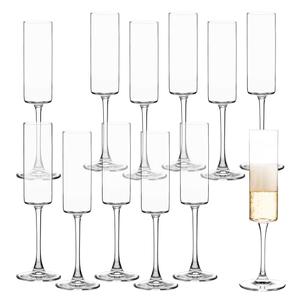 UMEIED Champagne Flutes, 6oz Edge Champagne Glasses Set of 12 with Long Stem - Sparkling Wine Glasses & Elegant Gift for Home, Wedding, Anniversary, Party, Birthday, Clear