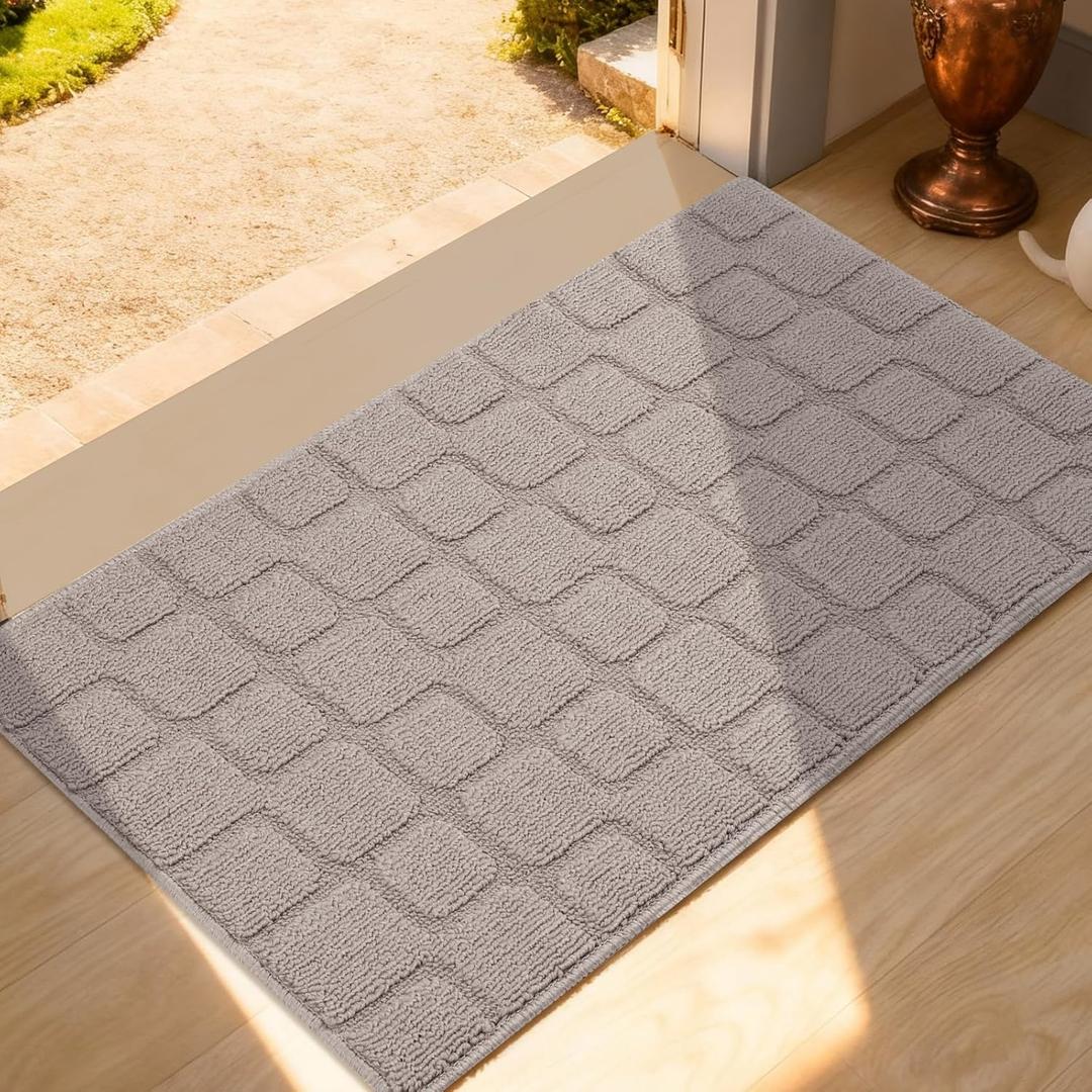 Front Door Mat Outside Entrance, Outdoor Indoor Door Mats for Entryway, Entrance, Entry, Patio, Waterproof Non Slip Doormat, Low-Profile, 20"  31.5, Grey (1'8" x 2'8" (Rectangular))