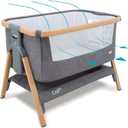 Tutti Bambini CoZee® 2-in-1 Baby Bassinet & Bedside Sleeper - Fast-Folding Bedside Bassinet, Baby Crib with 6 Mattress Heights & Breathable Mesh Window, Mattress Included, 0-6 Months (Oak & Charcoal)