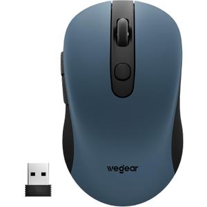 wegear USB Wireless Mouse for Laptop PC Mac, 2.4GHz Cordless Mouse with 6 Buttons, 5-Level Adjustable 4000 DPI, Ergonomic Portable Optical Computer Mice, 24-Month Battery Life-Dark Green