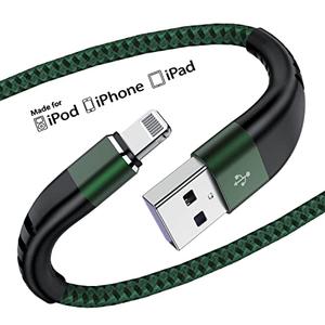 Essri 2Pack for iPhone Charger Cord 1FT, Lighting Cable 1 Feet to USB Charging Cable, Nylon Braided Charging Cord 1 Foot Compatible with iPhone 14 13 12 11 X XS XR 15 Pad-Green