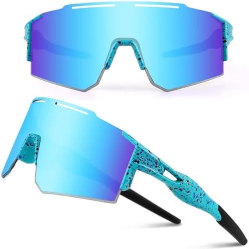 Ukoly Cycling Sunglasses for Men Women with 3 Interchangeable Lenses, Polarized Sports Sunglasses, Baseball Sunglasses