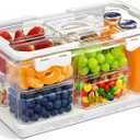 Chilled Serving Tray & Portable Party Platter with Lid, 8 Compartment Food Organizer for Road Trips, Picnics, Beach, Modern Snackle Box Container