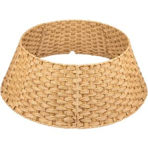 Christmas Tree Collar Rattan Xmas Tree Skirt for Artificial Trees Handcrafted Woven Hyacinth Rustic Base Cover Fits 7.5ft Trees