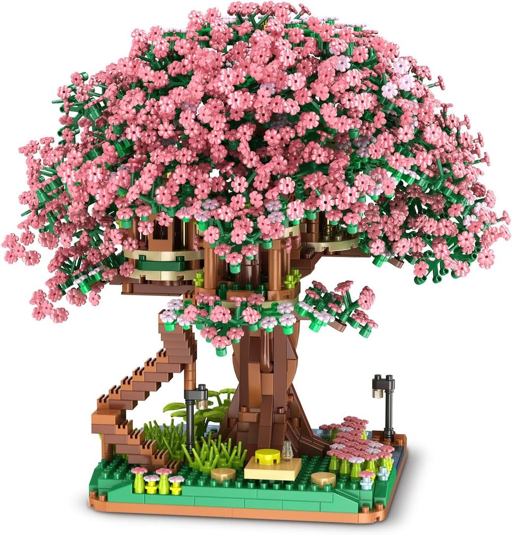 Cherry Bonsai Tree Building Sets, Original Scene Music Building Kit 2138 Pcs,Type :Symphony. Sakura House Building Set, Cherry Tree Building Set, Sakura Set. (Orange)
