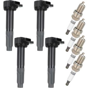 OCPTY 4 ignition coils with 4 iridium Spark Plugs fits 22433AA62A UF668 UF-668 2010 2011 2012 for Subaru Legacy Outback H4 2.5L