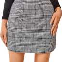 Floerns Women's Plaid High Waist Bodycon Split Mini Skirt (Large)
