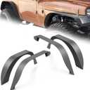 for YJ Flat Front and Rear Fender Flares Compatible with 1987 1988 1989 1990 1991 1992 1993 1994 1995 Jeep Wrangler YJ, Heavy Duty Steel Off-Road Mud Guard Wheel Fender Kit (4 PCS, Black)