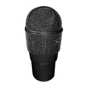Bling Rhinestone Auto Garbage Can with Lid, Sparkly Car Trash Can for Automotive, Home, Office, Kitchen, Bedroom (Black)