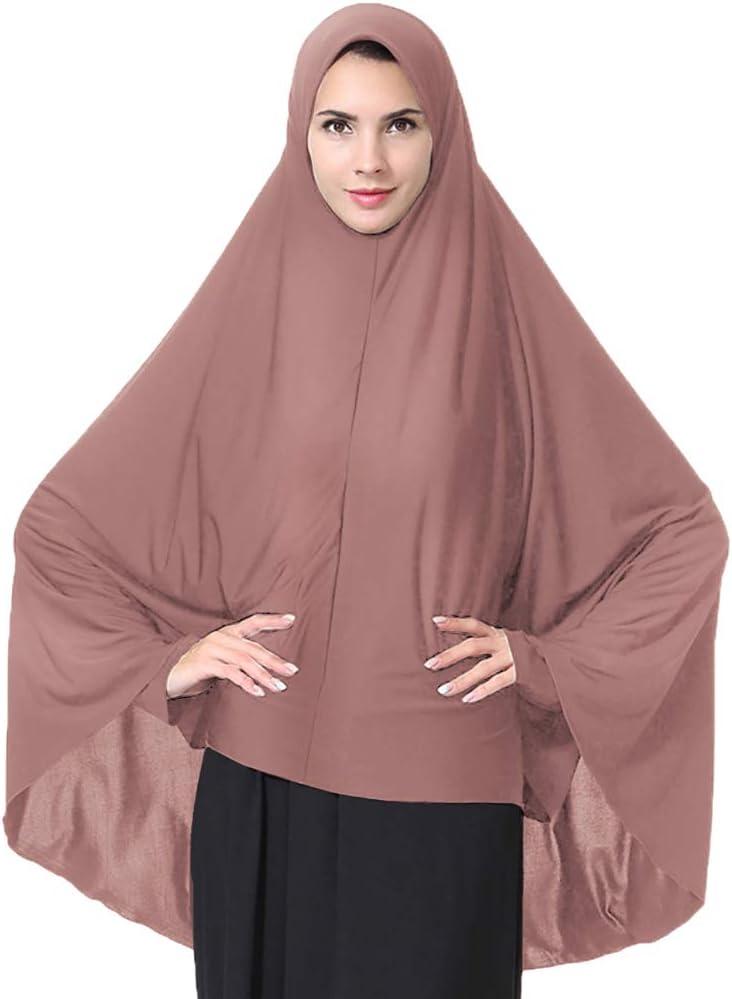 Ababalaya Women's Elegant Modest Muslim Islamic Ramadan Soft Lightweight Jersey Hijab Long Scarf (Large, Darkpink)