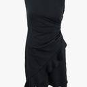 DKNY Women's Side Ruche with Ruffle Drape Skirt A-Line Dress, Black, XXL