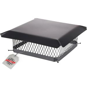 Galvanized Steel Chimney Cover - Black, Single Bolt-On Chimney Flue Cover with Hood Plate, Fits on Existing Flue Tiles (18" x 18")